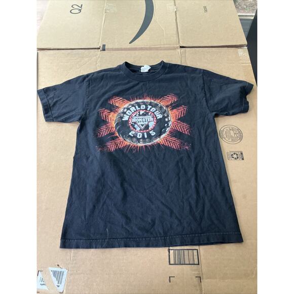 Monster Jam World Tour 2015‎ Youth Black Tee, Double-Graphic Shirt, Size M, Kids - Picture 1 of 11